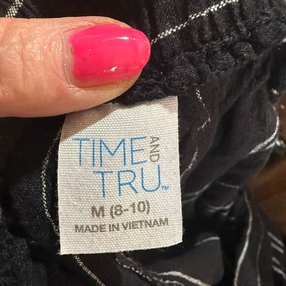 Time and Tru Black A Line Midi Skirt Tie Front - Picture 5 of 9